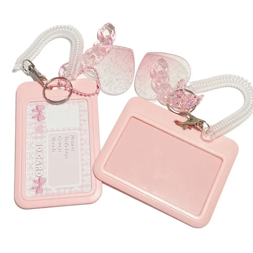 New High Beauty Card Holder Vertical Love Gradient Credit Card Holders Flash Pink Card Keychain Bus Student