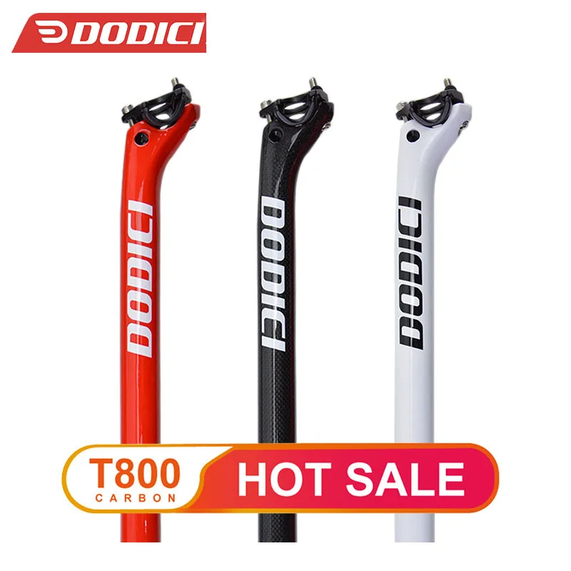 DODICI Carbon fiber Bicycle Seatpost 27.2 30.8 31.6 Seat tube 350mm/400mm MTB Road Bike 3K Gloss Ultralight seatpost Offset 25mm