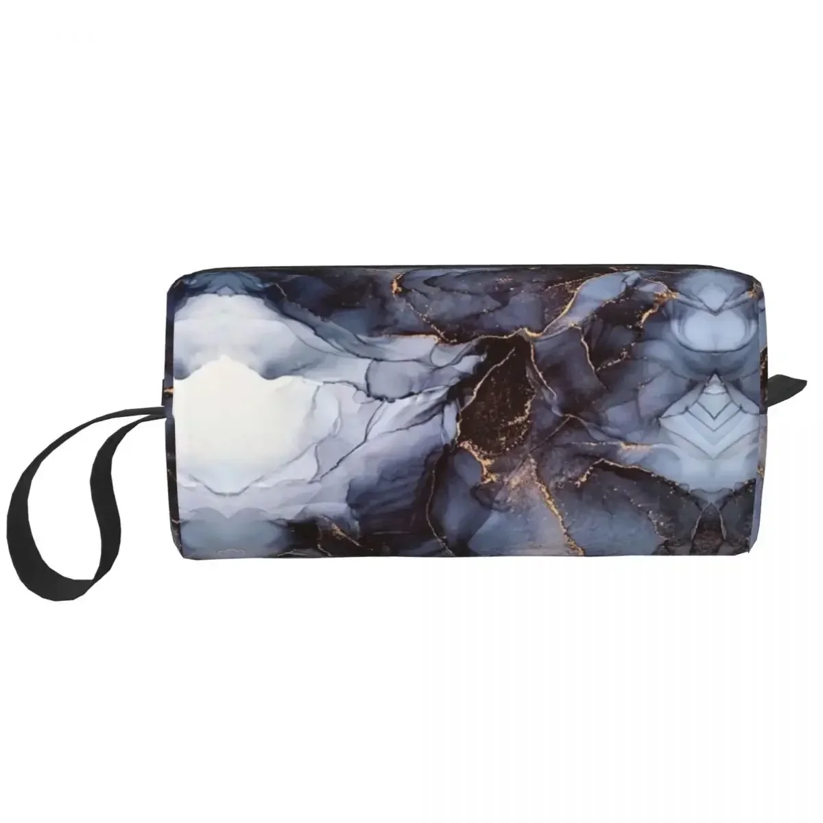 Luxurious Black And Grey Agate With Gold Texture Cosmetic Bag Cute Large Capacity Makeup Case Beauty Storage Toiletry Bags