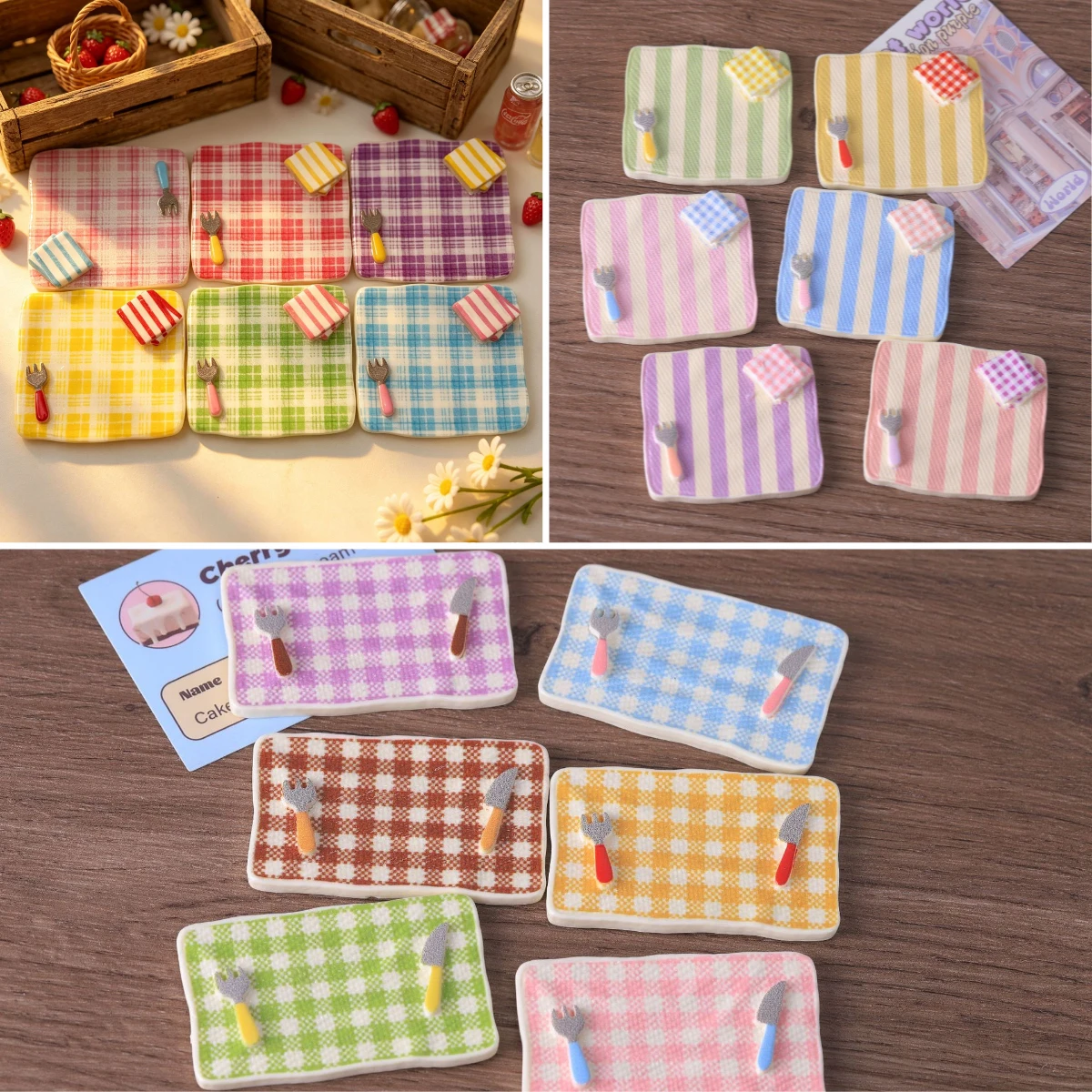100pcs Wholesale Mini Resin Dinner Plate DIY Dollhouse Miniature Food Play Refrigerator Sticker Jewelry Keychain Decor