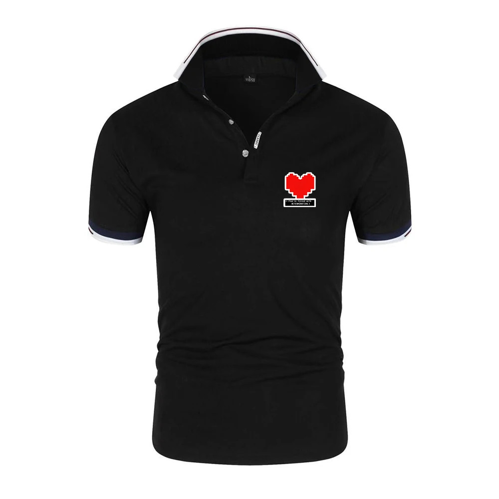 2026 Nouveau Polo Homme d'Été en Coton Respirant, Coupe Slim Décontractée, Motif Jeu Undertale 'You're Filled With Determination'
