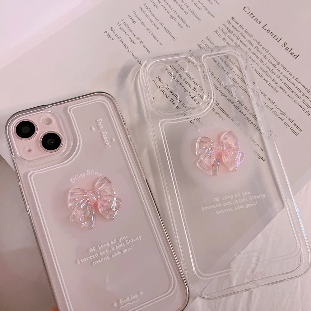 Cute 3D Crystal Bow Silicone Phone Case for Samsung Galaxy A03 CORE A02S Europe Transparent Shockproof Soft Back Cover