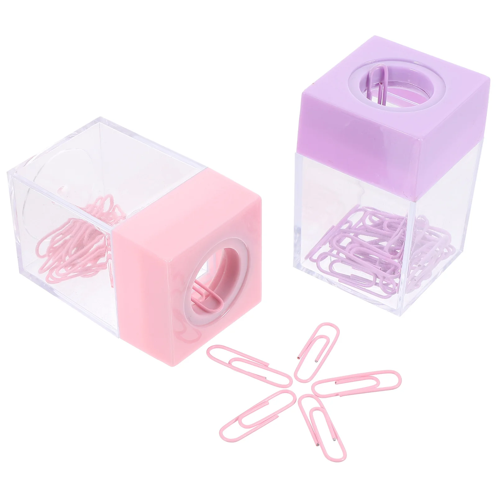 2 Pcs Magnetic Paper Clips Holder Square Macaron Color Storage Bucket Paperclip Wire Holders for Cords