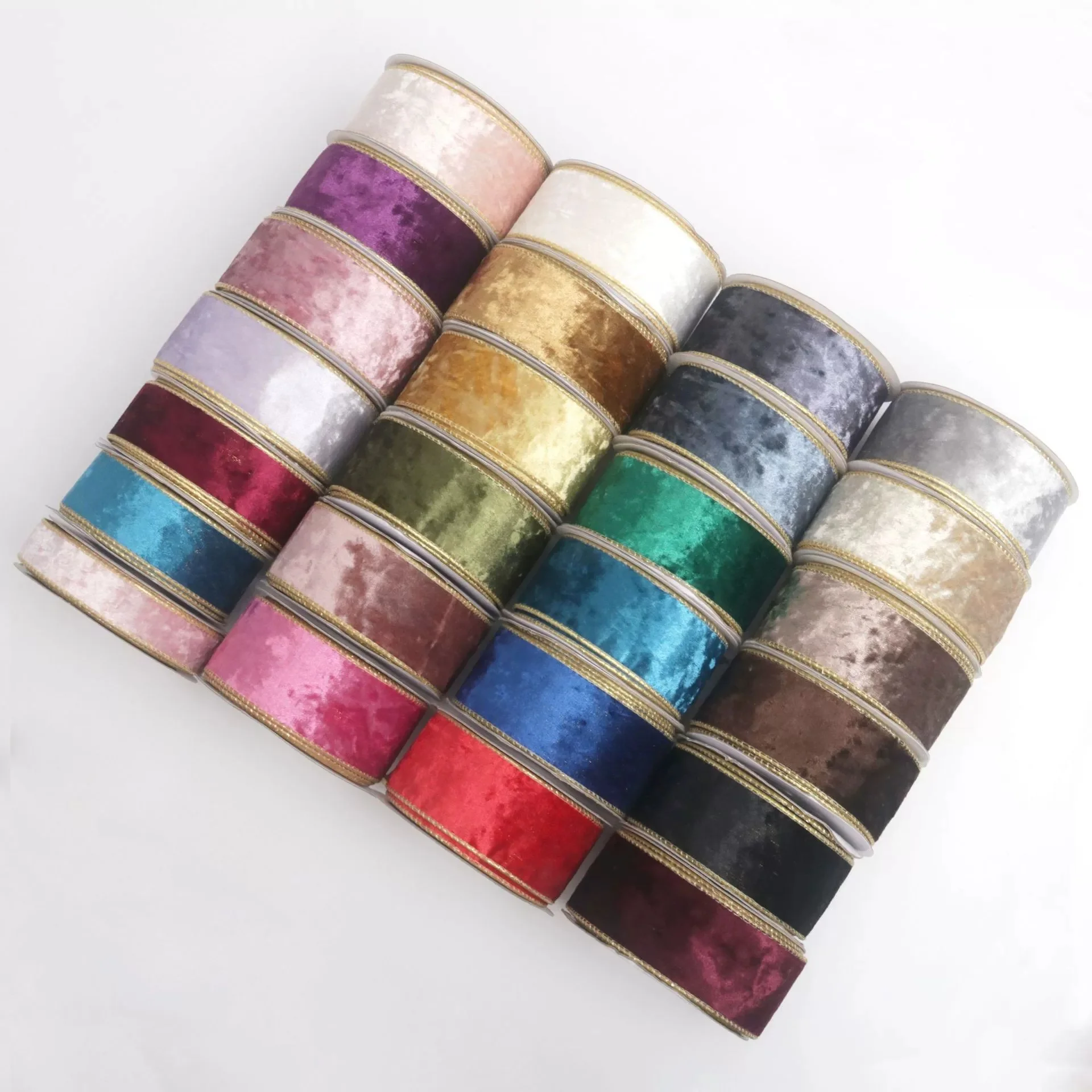 10cm*10Yards Gold-Backed Velvet Christmas Ribbon Wired Edge Overlocked Ribbon for Gift Wrapping Bow Making New Year DIY Craft