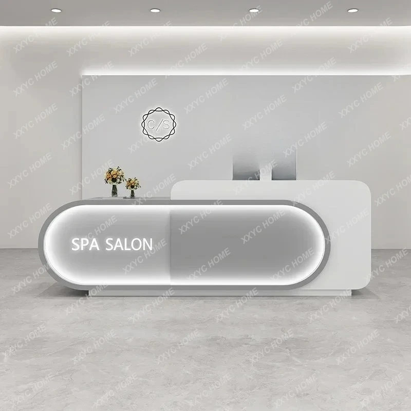 HGBarber Shop Front Desk Reception Desk Beauty Salon Clothing Store Small Curved Paint Checkout Page Dance Room Bar