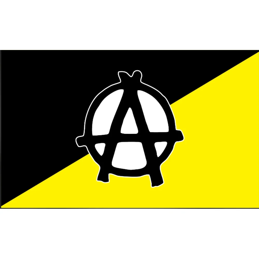 2X3FT Custom Anarchy Flag WITH HALF BLACK HALF YELLOW BANNER FOR HOME DECORATION