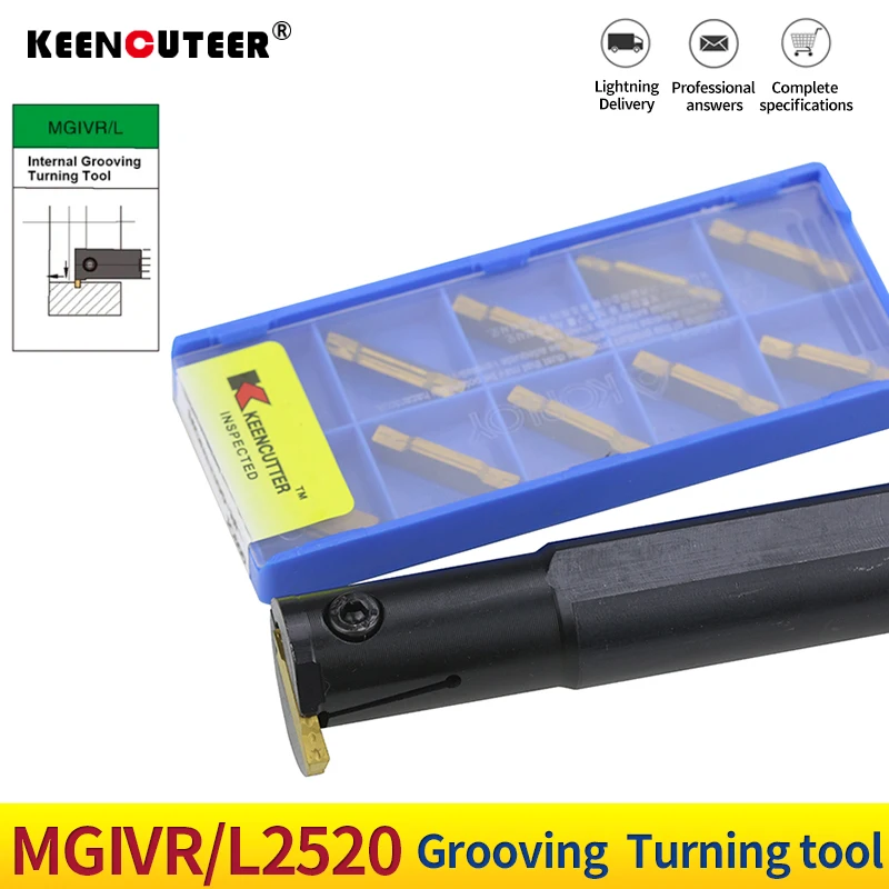 1PC MGIVR2520-1.5/2/2.5/3/4/5 Grooving Tool Holder MGMN Carbide Insert MGIVR Straight Shank Internal Turning Tool Lathe Bar