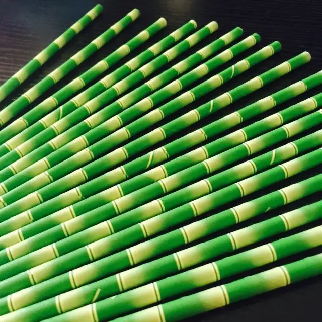 25pcs/pack Bamboo Paper Safari Panda Straws- Jungle Party Straws-Bamboo Birthday Panda Party Straws-Panda Baby Shower Decor