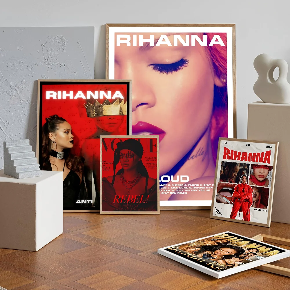 حار المغني R-ريهانا ذاتية اللصق ملصق فني ديكور اللوحة جدار الفن ورق الكرافت الأبيض ديكور المنزل #4