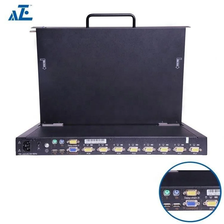 1U 8-Port KVM LCD Console 17.3 Inch HD 1080P Rackmount For Server Rack New Stock Wide Screen LCD Console