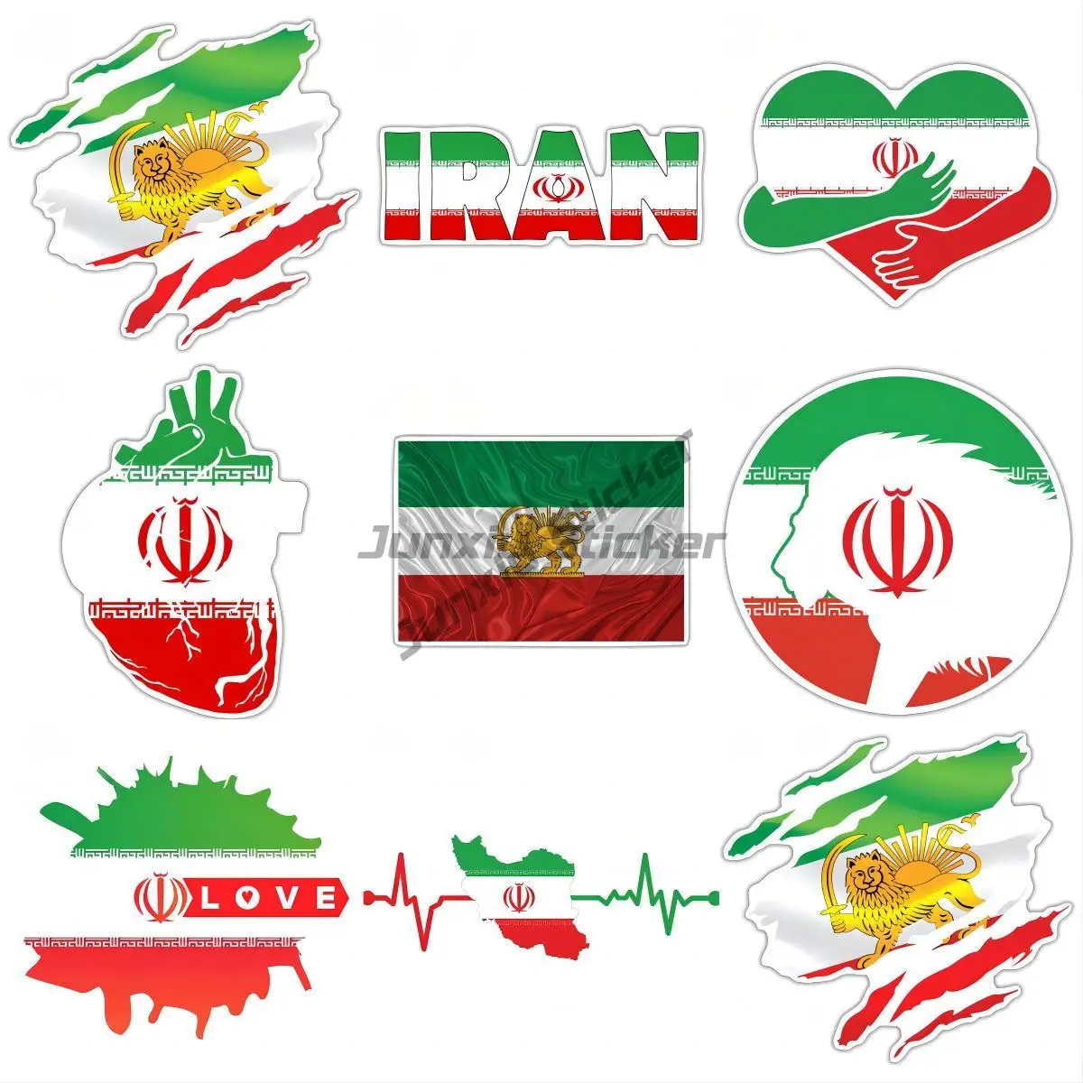 

National Flag Emblem Flag of Lion Iran Vinyl Car Sticker Rear Windshield Bumper Decal Waterproof Car Accessories