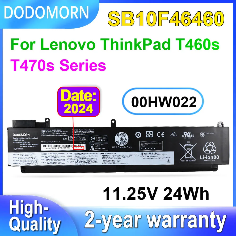 

DODOMORN For Lenovo ThinkPad T460s T470s Laptop Battery 01AV405 01AV406 01AV408 00HW022 00HW023 00HW024 00HW025 SB10F46460 24Wh