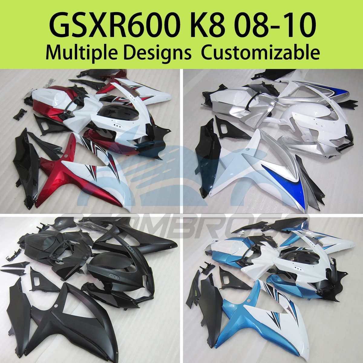 Suit GSXR600 GSXR750 08 09 10 Fairings for SUZUKI GSXR 600 750 2008 2009 2010 Customizable Injection Motorcycle Fairing Kit