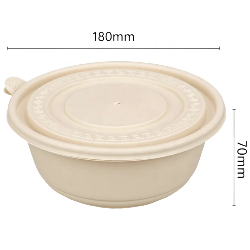 Wholesale Disposable Tableware Salad Bowl Disposable Cornstarch Corn Starch Bowl 900ml Bowl with Lid