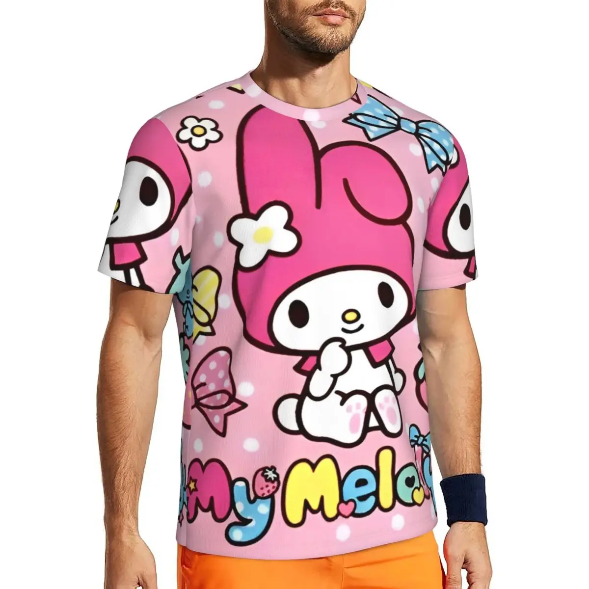 

Cartoon My Melody Sports T-Shirt Hip Hop T-Shirts Man Streetwear Tshirt Summer Short Sleeve Custom Clothing