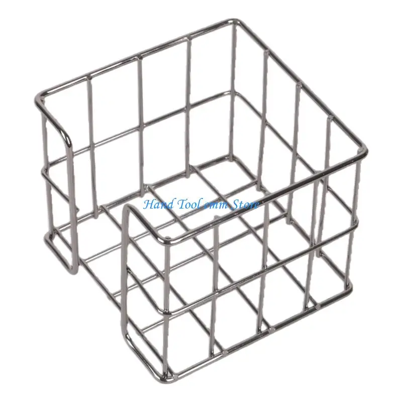 H37F Desk Note Block Holder Iron Wire Note Paper Dispenser Storage Box Hollowed Metal Mesh Memo Pad Box For School Office