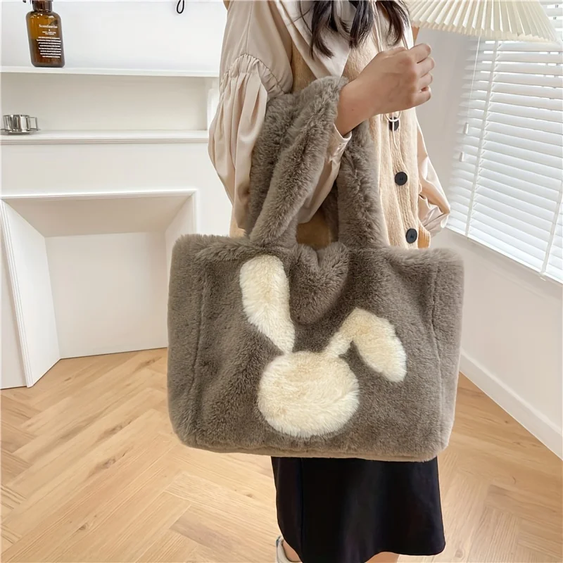 Cute Large Capacity Rabbit Bag for Women 2023 New Online Red Plush Toy Bag Plush Mobile Phone Bag Chain Strap Cross Handmade