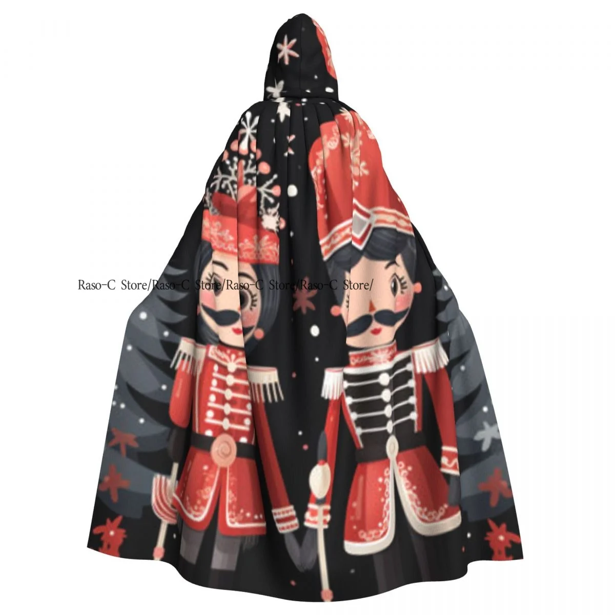 Hooded Cloak Unisex Cloak with Hood Nutcrackers Print Cloak Vampire Witch Cape Cosplay Costume