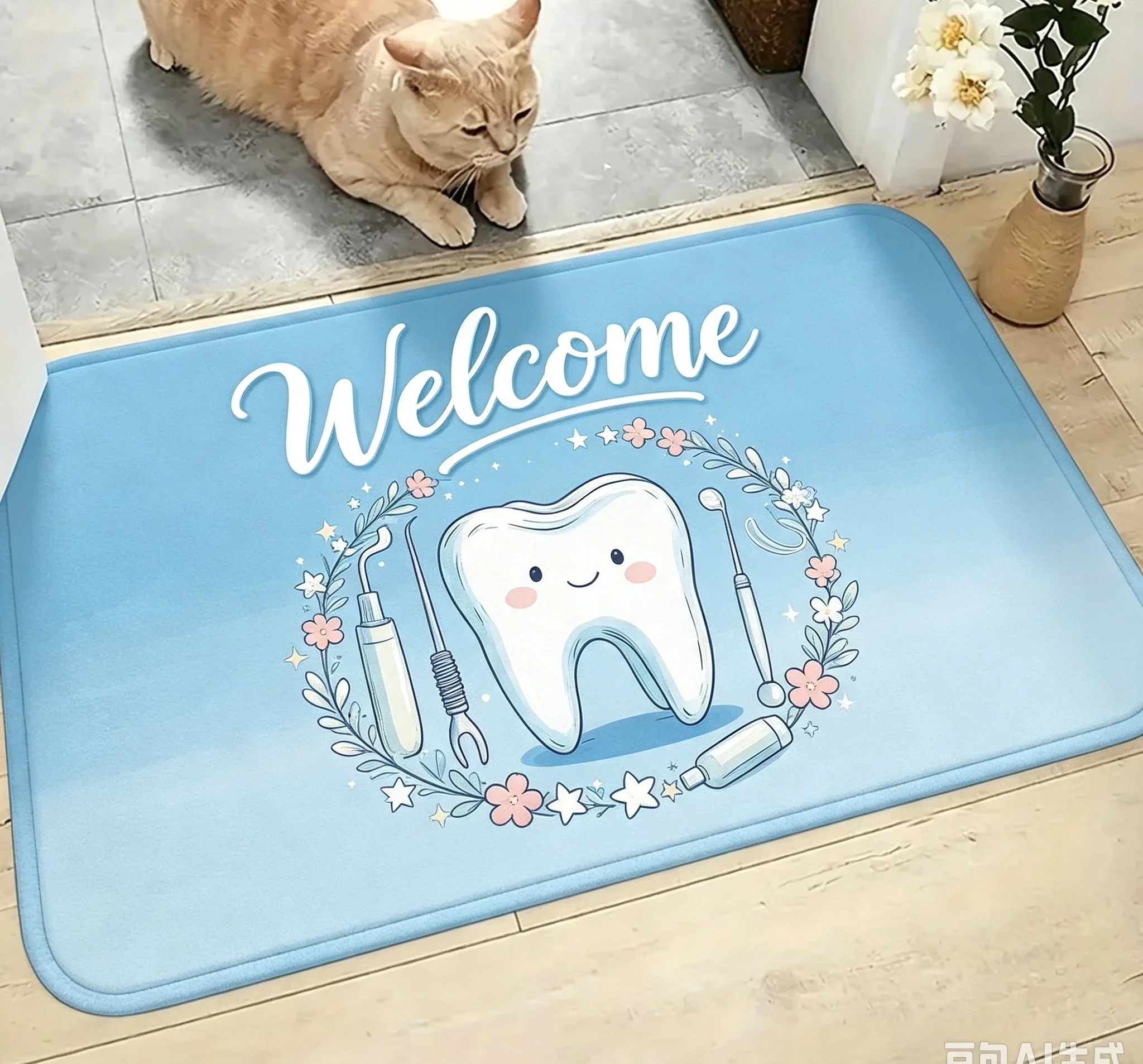 Sunglasses Tooth Music Note Sparkle Trendy Doormat For Modern Entrance Fun Vibe Durable Outdoor Floor Mat