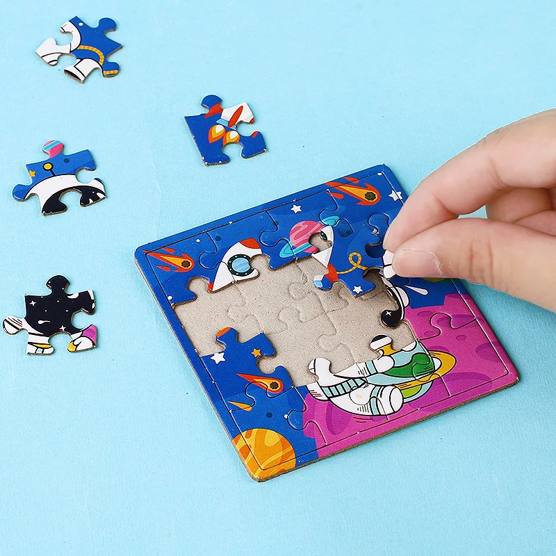10 Boxes Carttoon Space Astronaut Paper Jigsaw Puzzle Educational Toy for Kids Birthday Party Favors Baby Shower Pinata Fillers