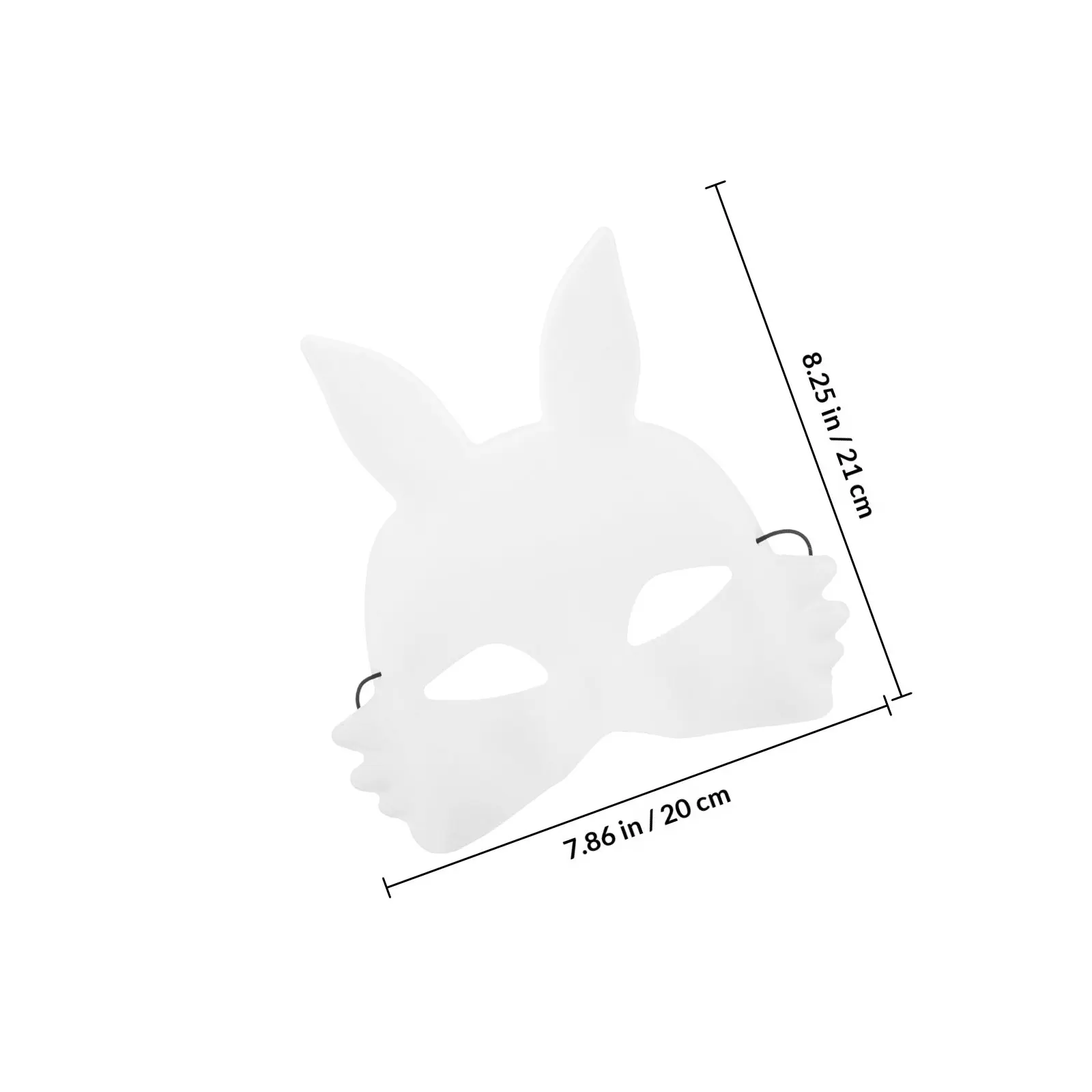 2Pcs Blank White Rabbit Mask Half Face Bunny Mask DIY for Halloween Masquerade Costume Accessory Halloween Masks