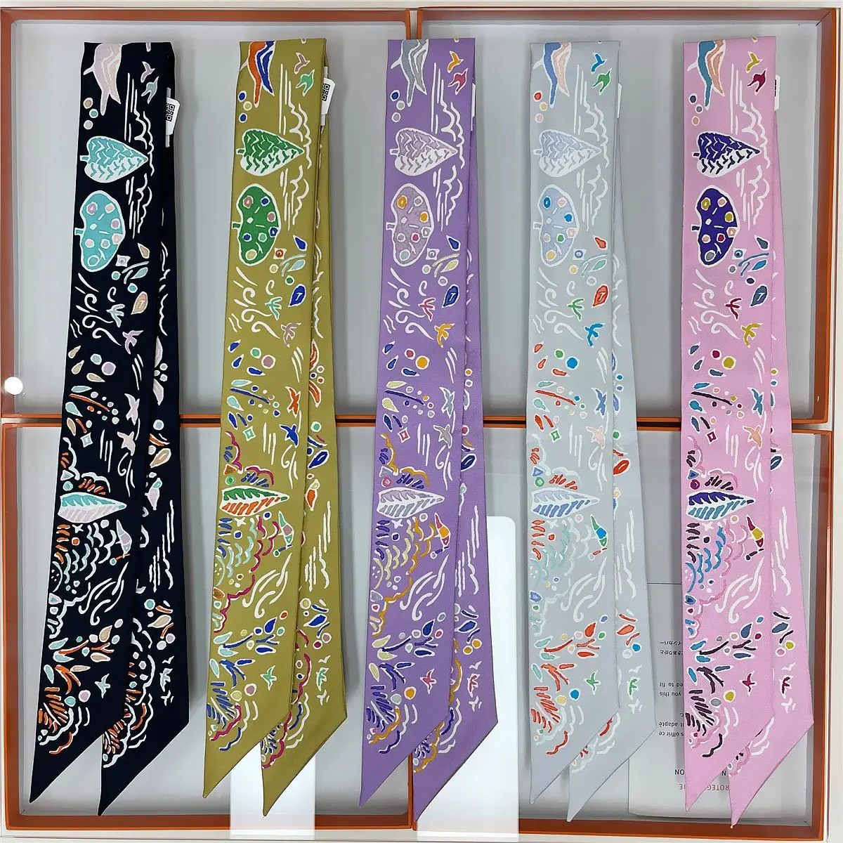 

Korean Style Silk Scarf Long Ribbon Handbag Handle Silk Real Silk Small Scarf Versatile Fashionable Accessories