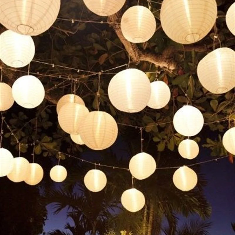 Hot sale (10cm-40cm) Beige Chinese Round Paper Lanterns for Wedding Party household Hanging lamps festival Decoration Supplies