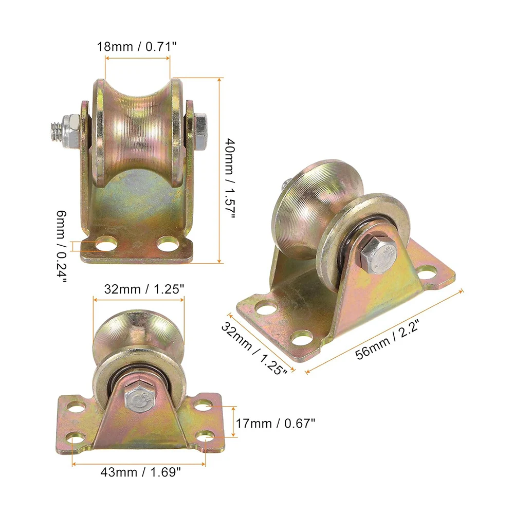 4Pcs U Groove Caster 1.25