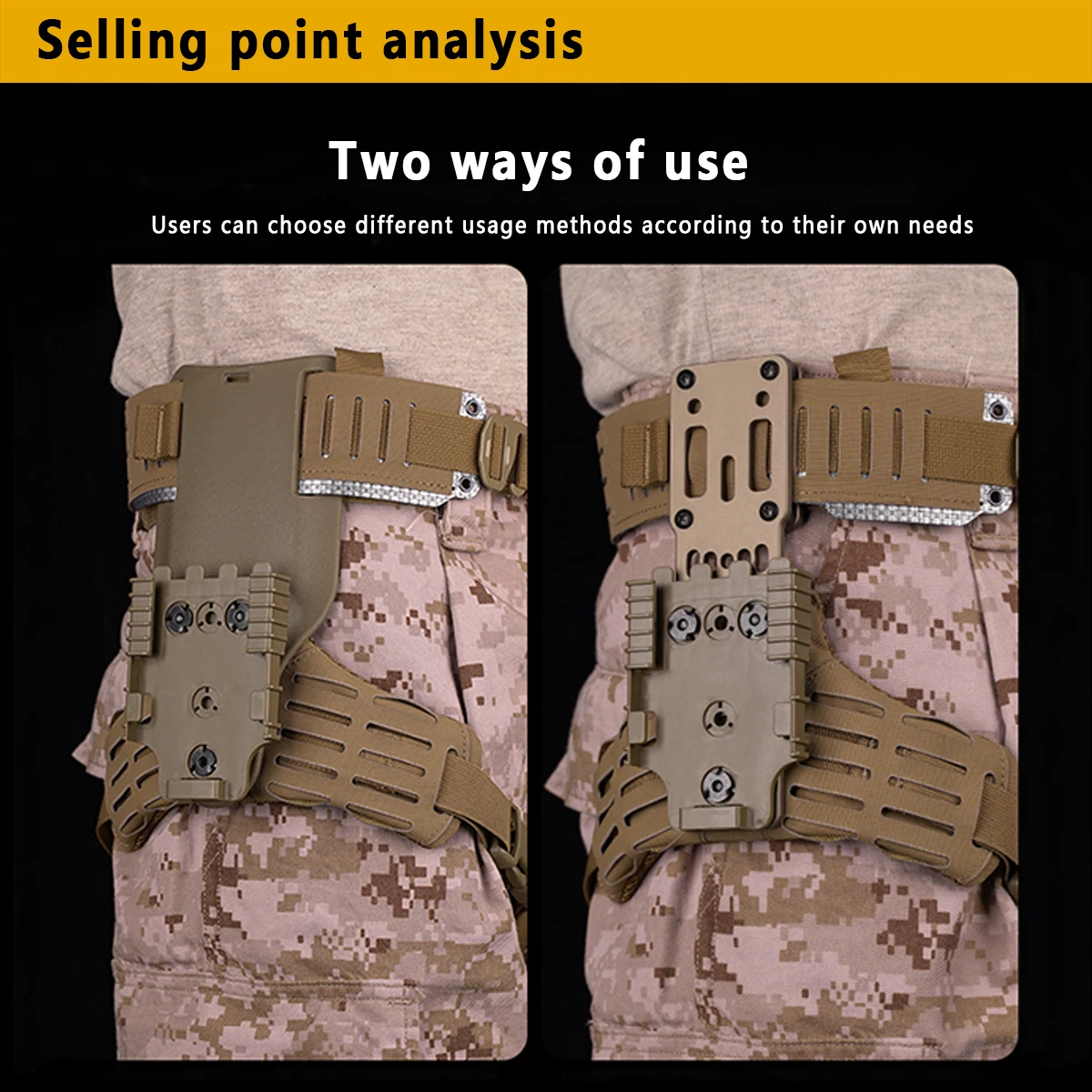 MOLLE Drop Leg Platform 3-Hole Side Kick ARC Lower Plate Accessories Universal Drop Leg Panel with Adjustable Thigh Straps