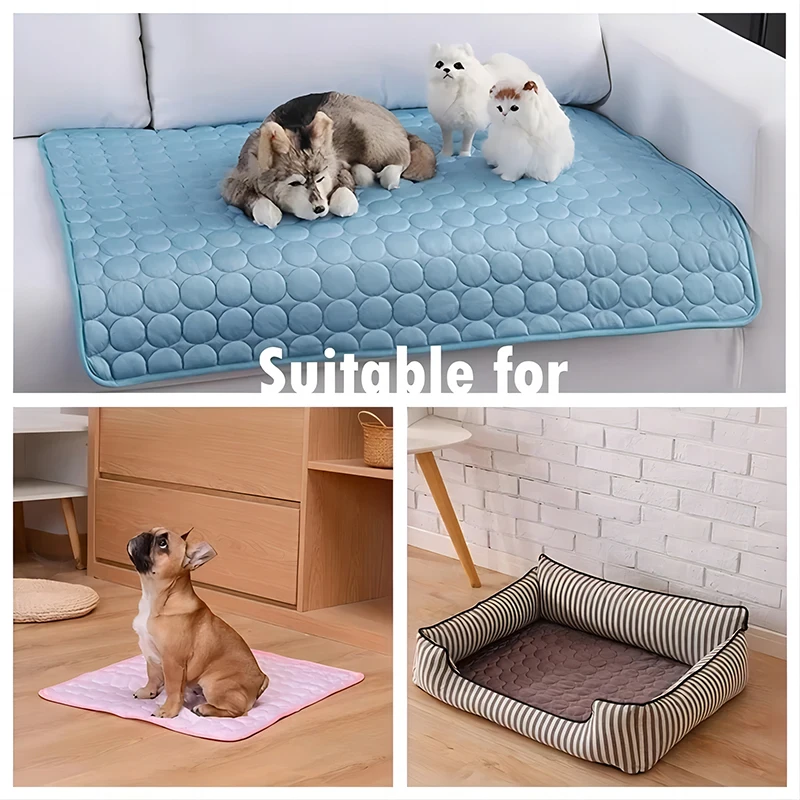 Pet Cooling Mat Dog Cat Sleeping Pad Cool Ice Silk Moisture-proof Mattress Cushion Summer Small Animal Cold Bed 5 sizes