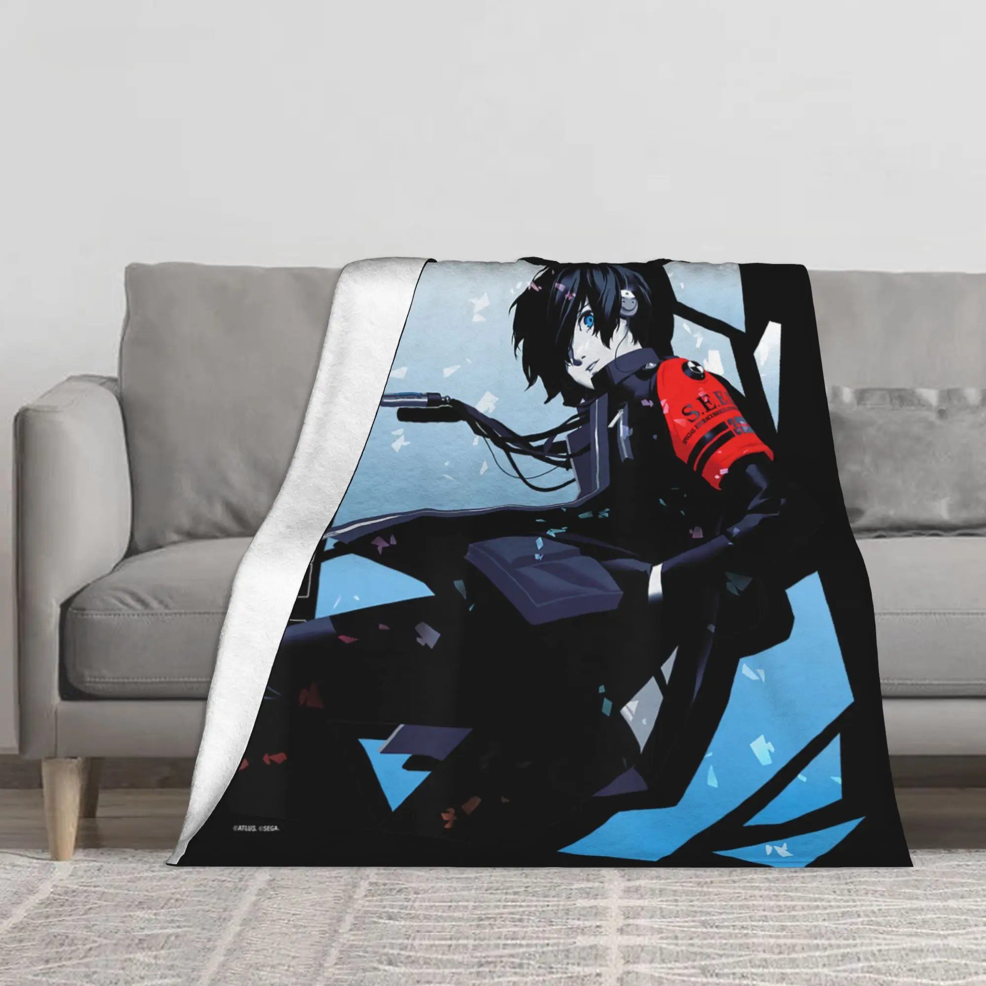 1PC ATLUS Persona 3 Reload Protagonist Blanket Throw Blanket Novelty Warm Blanket All Season Gift