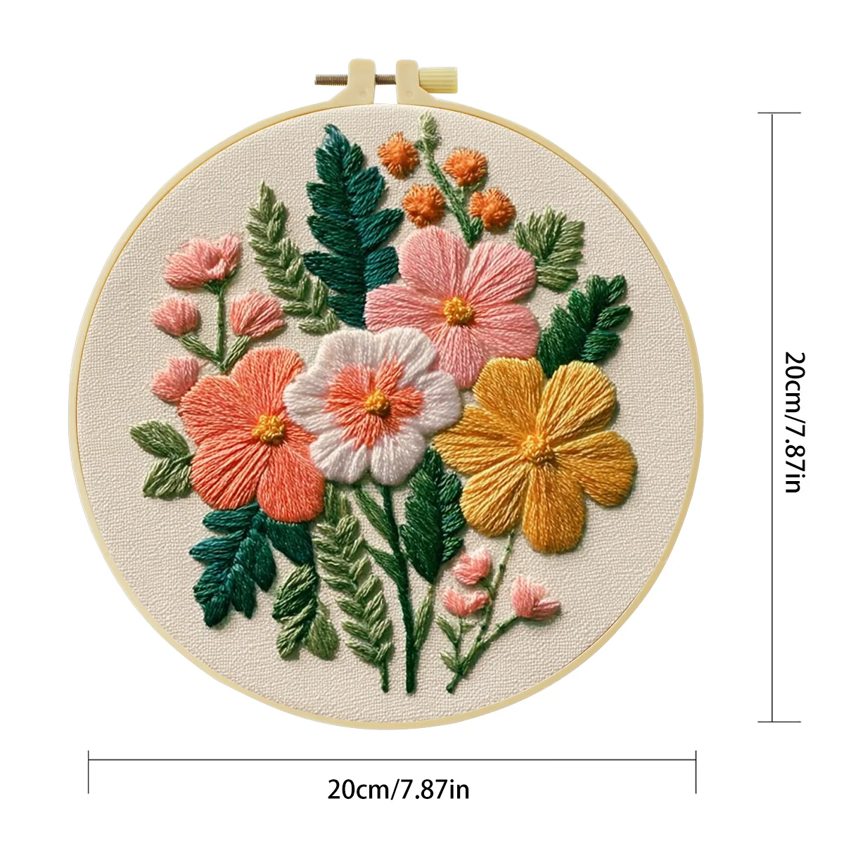 1 Stück 20X20CM/15X15CM 7,87/6,3 Zoll Blumen-Stickerei-Starter-Kit DIY-Kit DIY-Stickerei-Set Handarbeiten Nadelkunst Heimdekoration – Detail 3