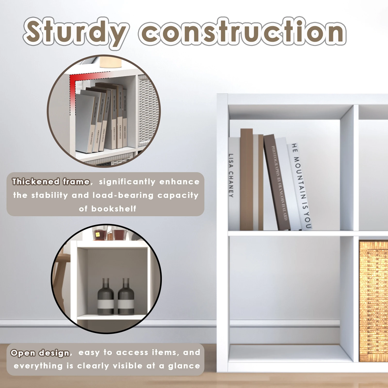 2026 Wooden Thick Frame 4 Cube Storage Organizer Shelf with Anti-Tipping Kits, Reversible Open Back, Horizontal & Vertical Dual-Use. Ideal for Home, Office, Bedroom, Kitchen and Living Room (White, Chocolate Black, Light Coffee, 11 Inch)