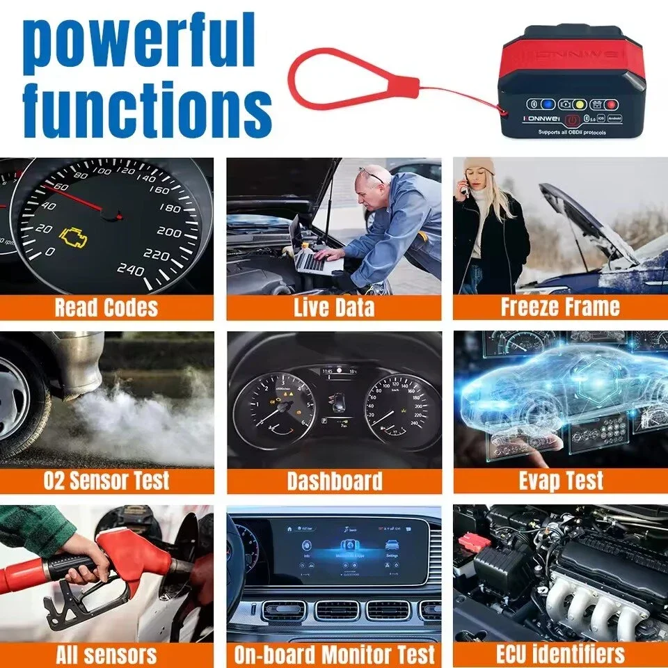 Konnwei KW905 Car OBD2 Scanner bluetooth 5.0 Engine Analyzer Android IOS Dual Mode Car Diagnostic Tool