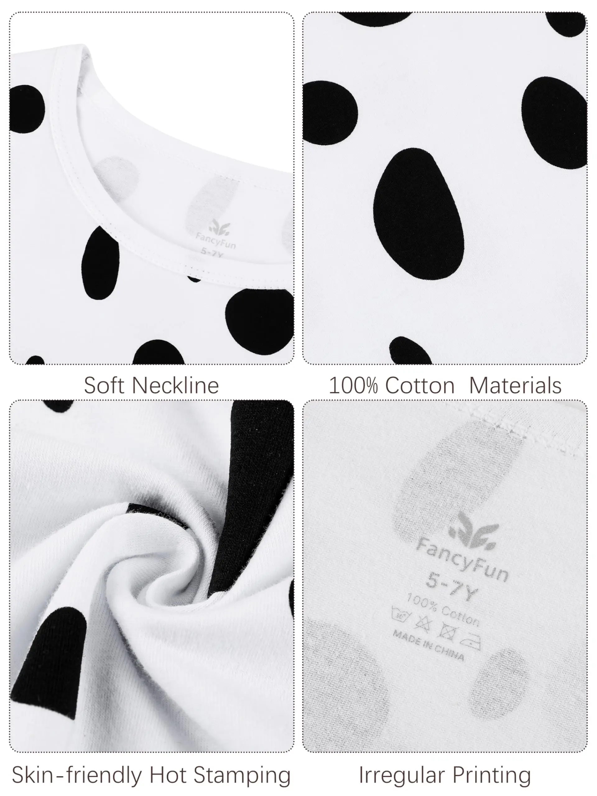 100-dagen School Dalmatische kostuum voor kinderen, meisjes Katoenen kostuum Dalmatische kostuumset T-shirt Tutu Tutu legging