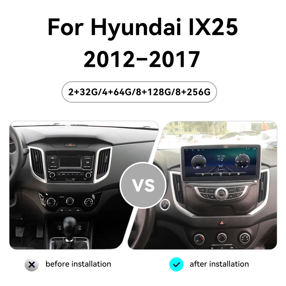 10.25“ Android 13 Car Radio For Hyundai IX25 2012-2017 Multimedia Player Video Auto Stereo GPS Navigation Carplay Host DSP WIFI
