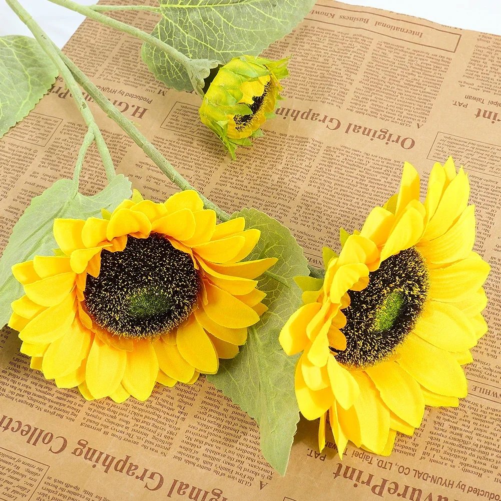 Sunflower Silk Artificial Flower Bouquet Large Sun Flower Home Decor Artificial Flowers Plant Artificial Decorative Flower