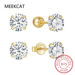 0.2-2ct D Color Moissanite Stud Earrings for Women White Gold 925 Sterling Silver Brilliant Lab Diamond Earring