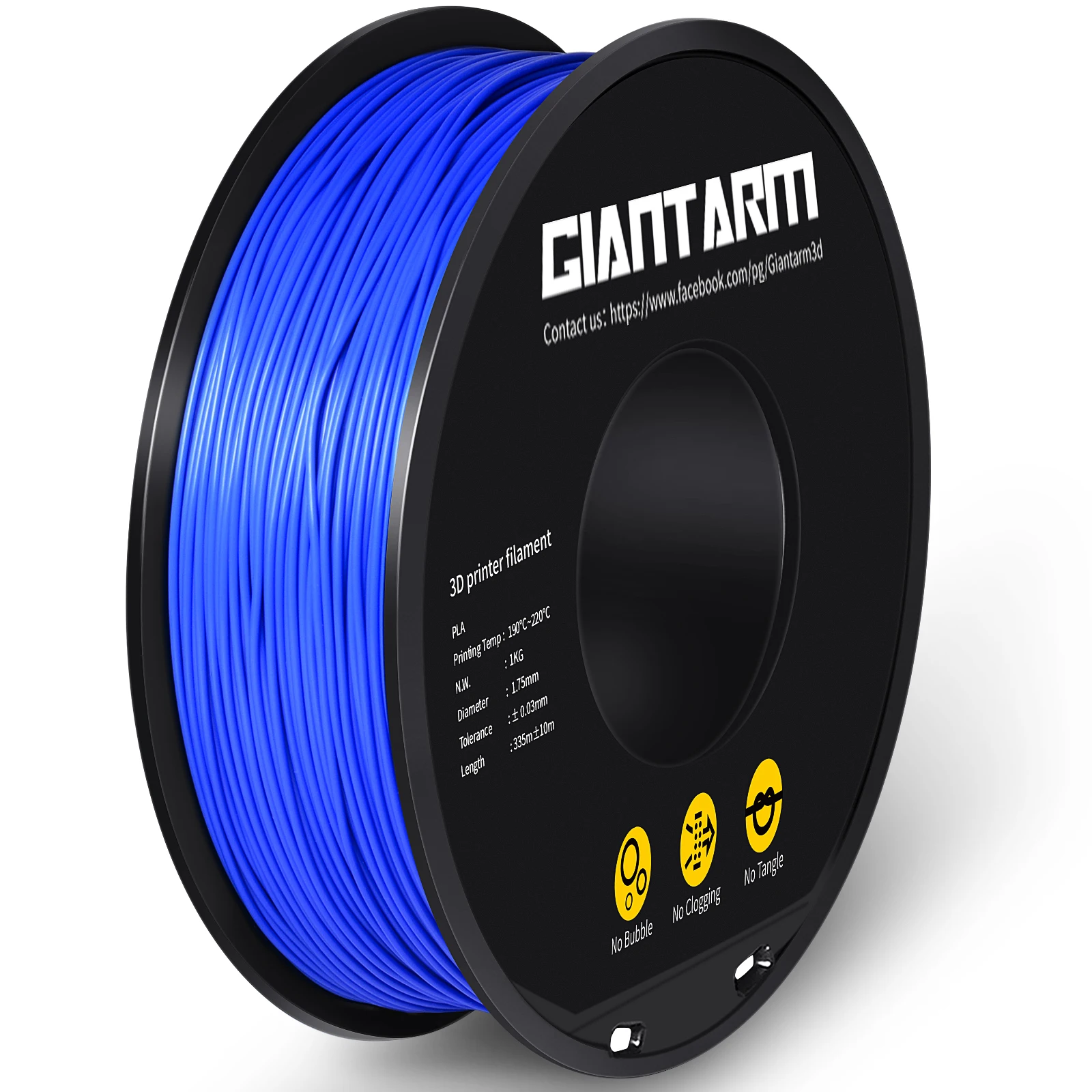 GIANTARM PLA Filament 1,75mm 1kg ±0,03mm Genauigkeit Verwicklungsfreies 3D-Drucker-Filament für Ender 3/Prusa/Anycubic FDM 3D-Druck DIY