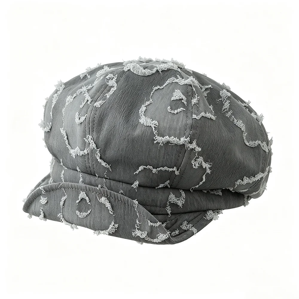 Full-pattern fringed hollow flower soft-edge newsboy cap - suitable for both men and women, versatile for various occasions.