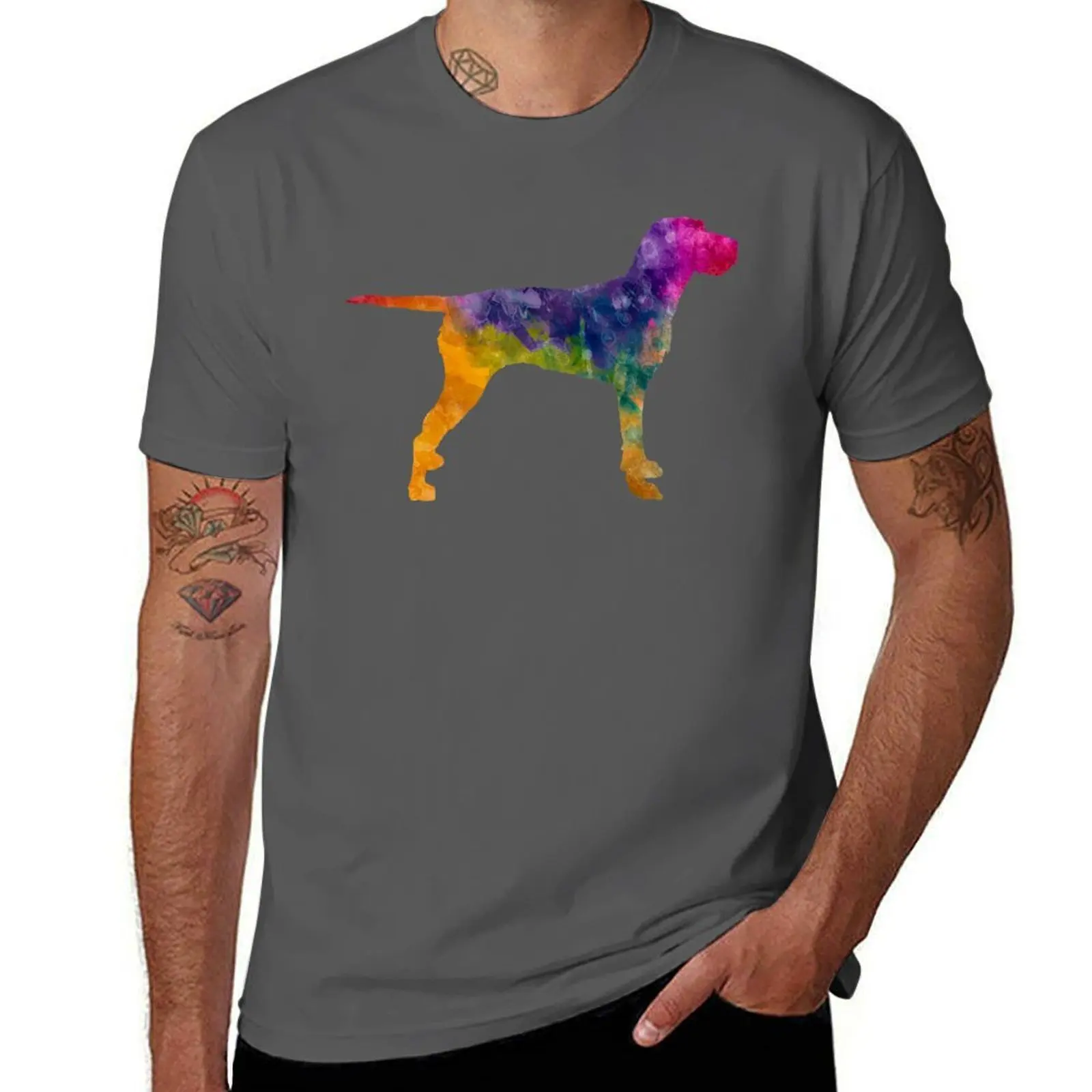 

Hungarian Wirehaired Vizsla in watercolor T-Shirt man t shirts high quality luxury brand t shirts with prints T-Shirt
