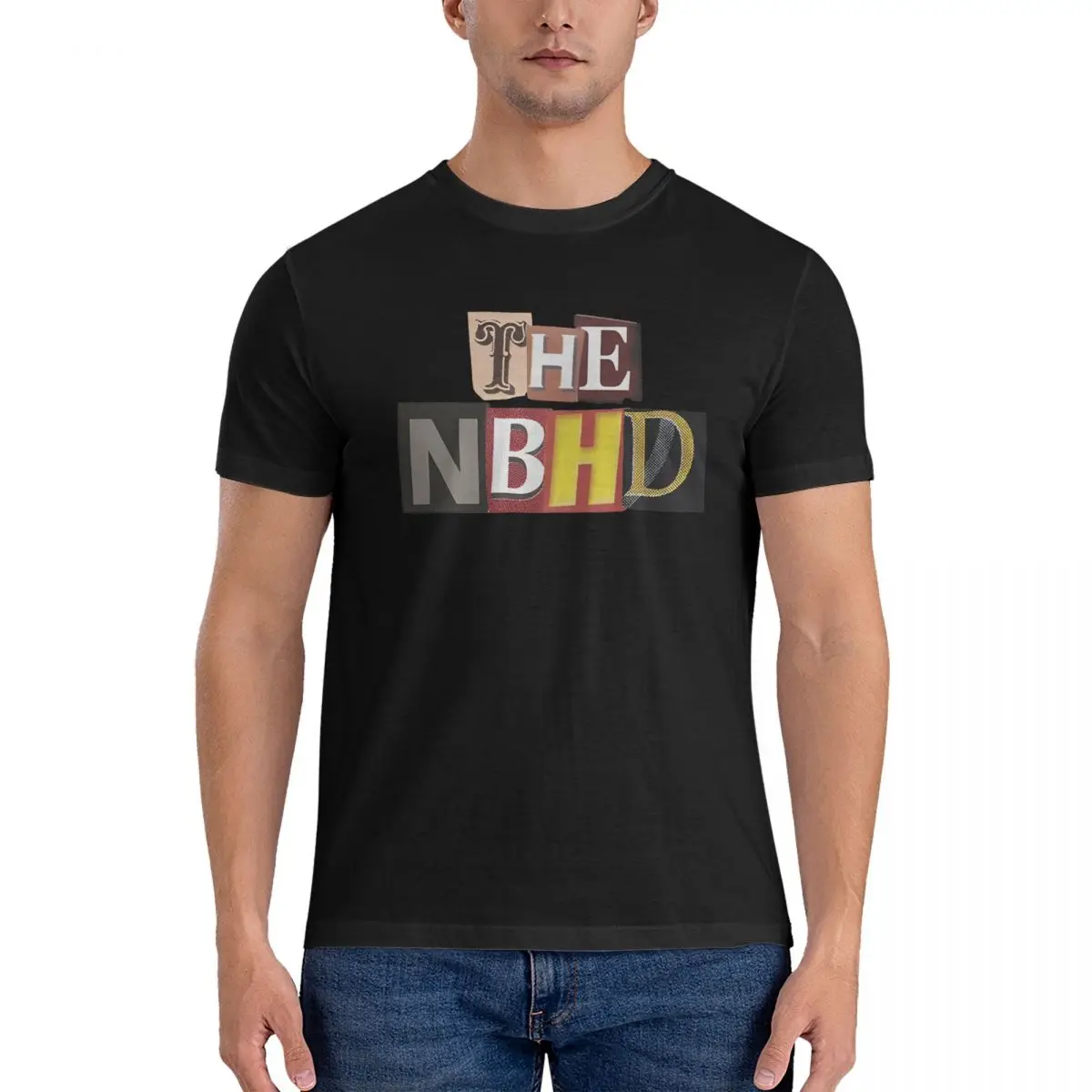 Fashion The NBHD Cutout T-Shirt for Men Crew Neck 100% Cotton T Shirt The NBHD Neighbourhood Short Sleeve Tee Shirt Printed Tops