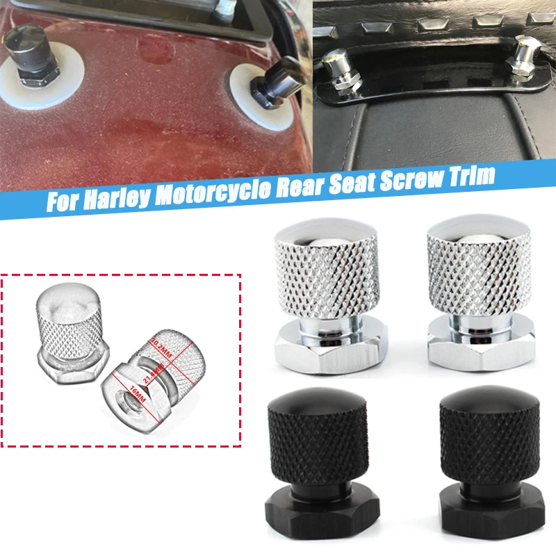 2Pcs For Harley Road King Fat Boy Electra Glide Motorcycle Rear Seat Screw Trim Parts Motocross Solo Seat Mounting Nuts Bolts