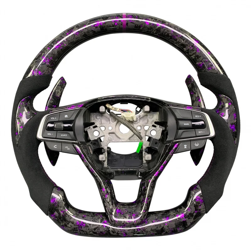 

10Th Generation 2018-2022 Customized Forged Carbon Fiber Leather Steering Wheel Support LED Rpm Display