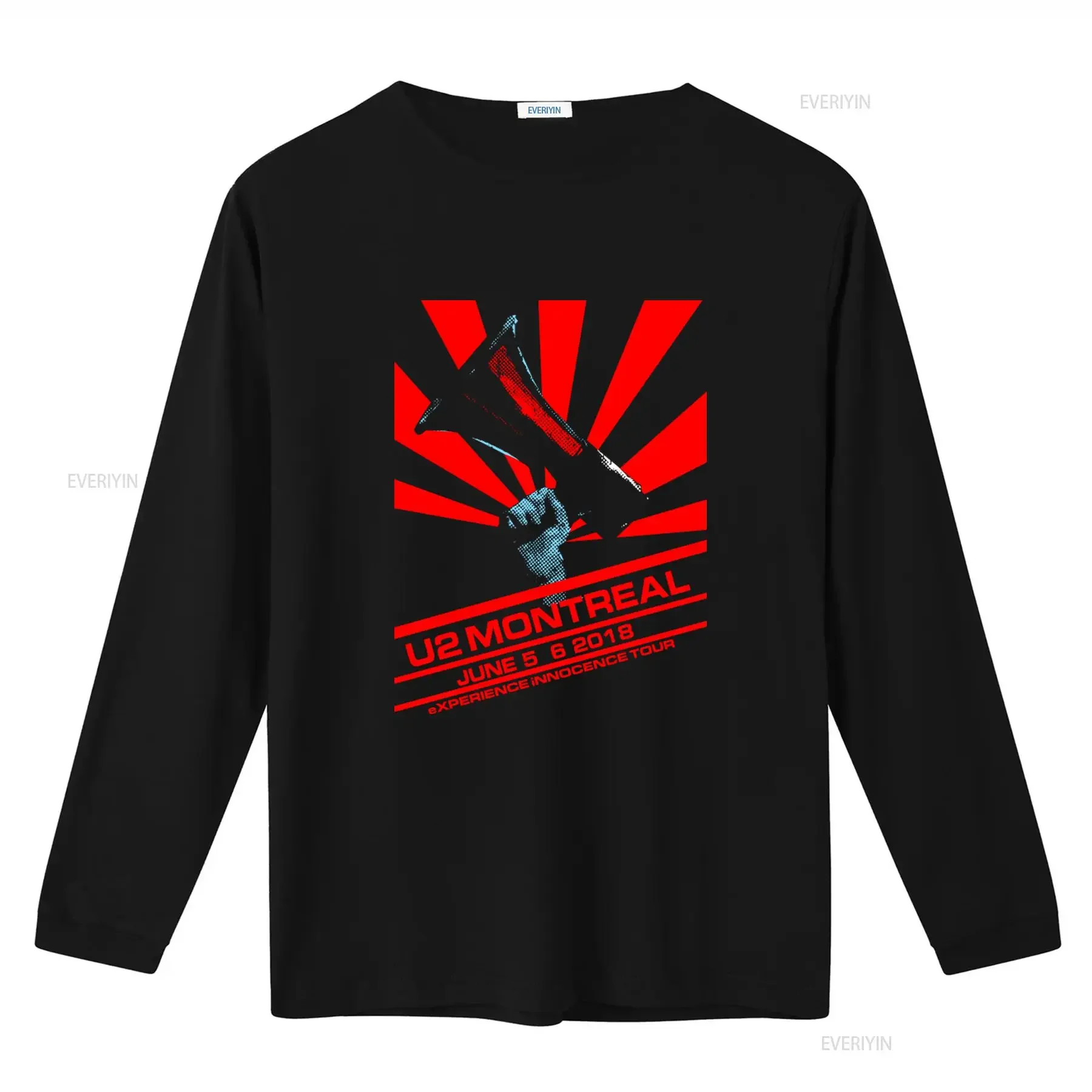 U2 2018 Experience Innocence Tour Montreal Concert Canada Black T Shirt vintage Washed Comfortable homme Breathable