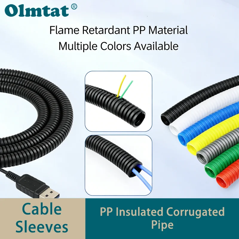 Automotive Wire Harness Sleeve Black Corrugated Split Loom Tube 15-25mm ID 1-10M Flexible Conduit Cable Protect Organization