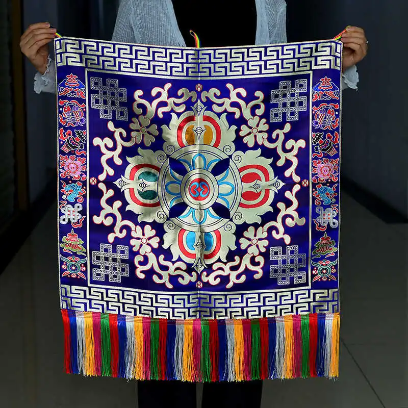 Tibetan Ethnic Articles Embroidery Cloth /King Kong Cross Pestle Offering Table Hanging Curtain Buddhist Hall Decoration Curtain