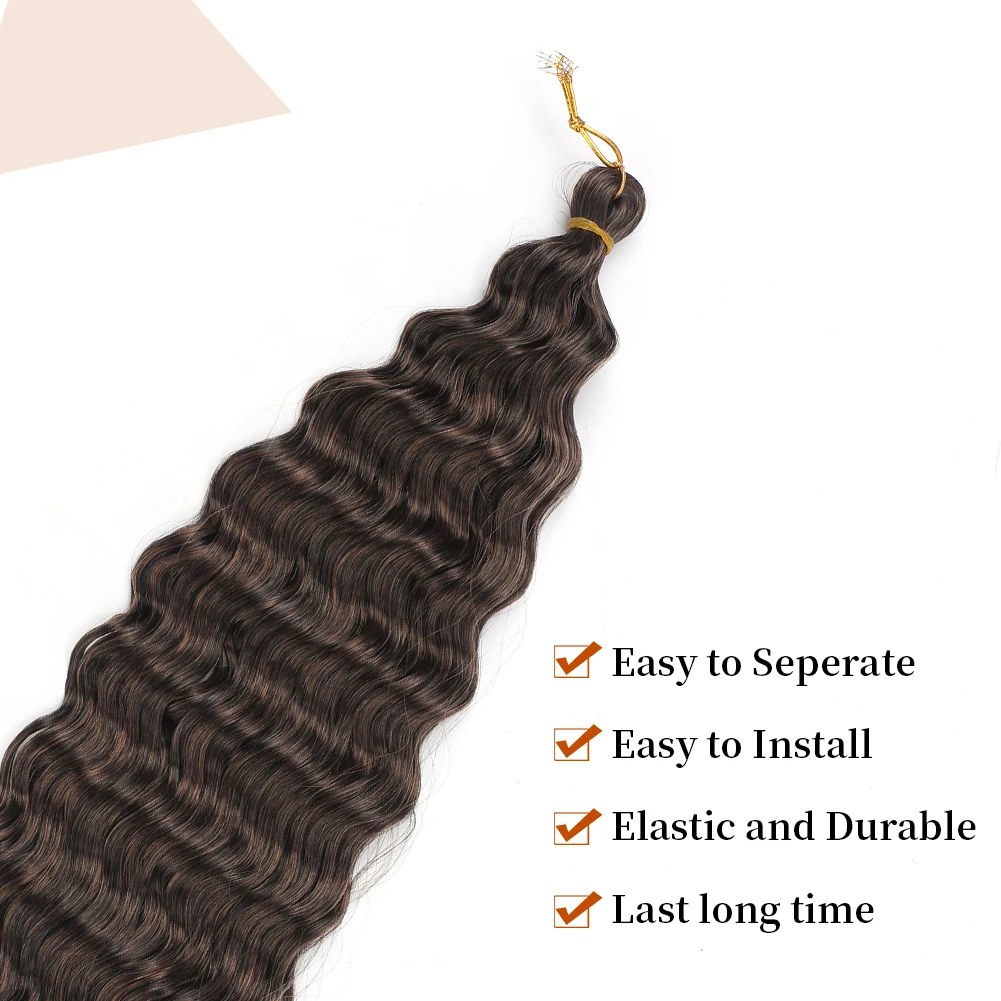 Onda Profunda Longa Encaracolado Sintético Trançado Cabelo Para Mulheres, Cabelo Macio Crochet, Crochet Cabelo, 22"