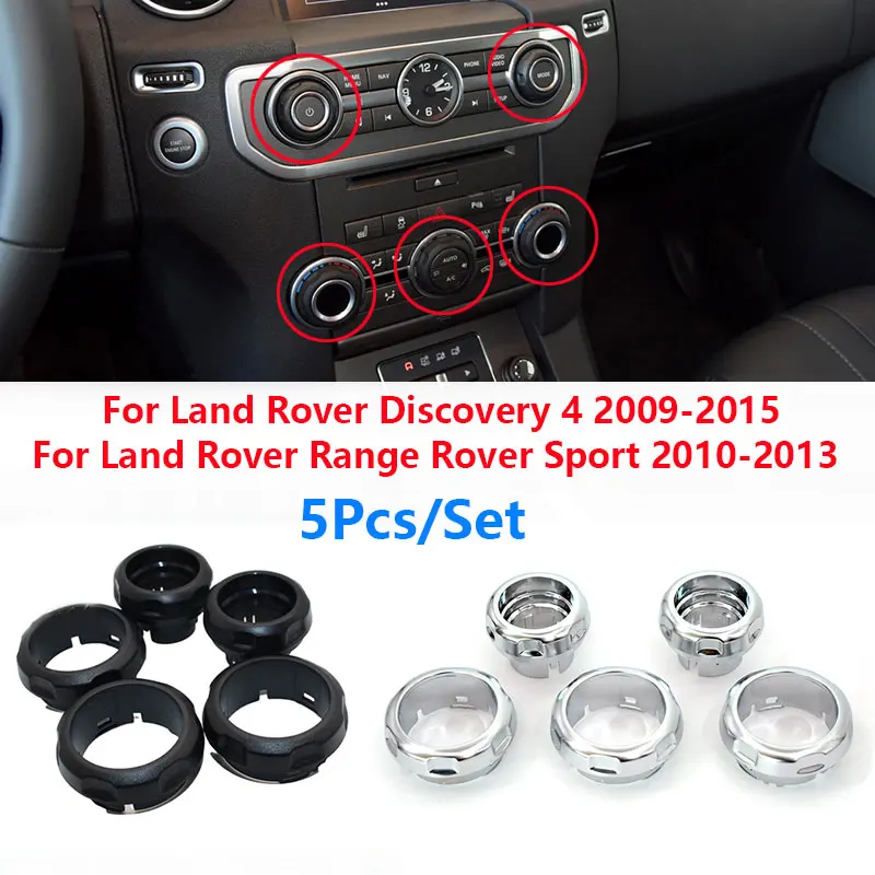5Pcs/Set Car Dashboard Panel Volume Air Conditioner Knob Button Switch For Land Rover Range Rover Sport 10-13 / Discovery 4 LR4