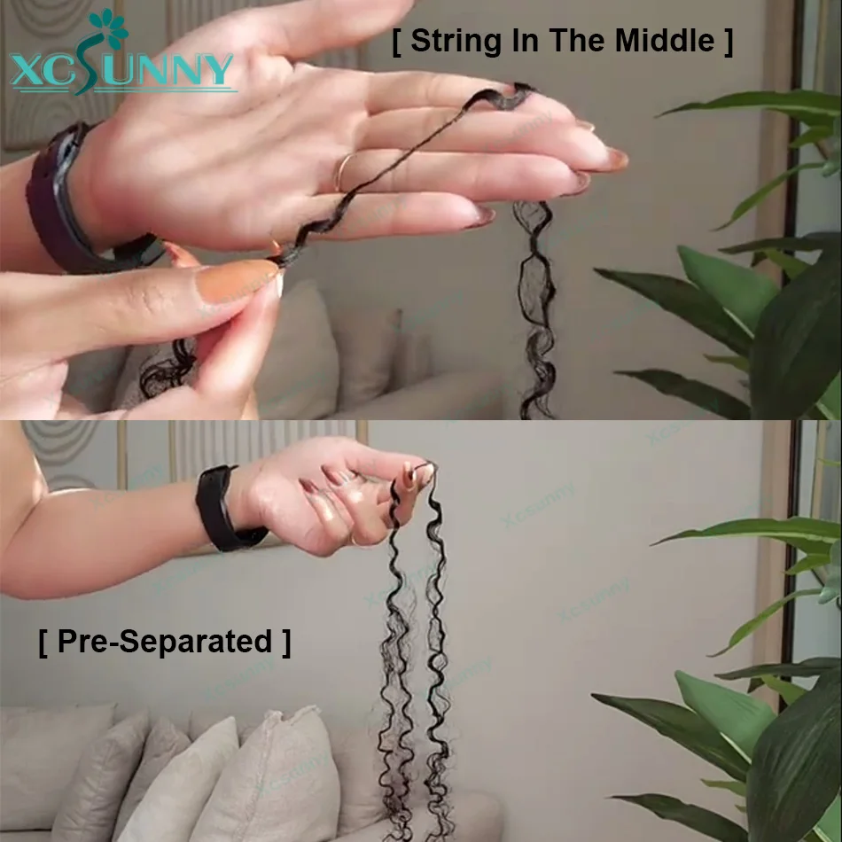 الأفرو غريب مجعد ريشة الكروشيه وصلات شعر بشرية Knotless قبل فصل الكروشيه الشعر سلسلة في الأوسط لضفائر بوهو